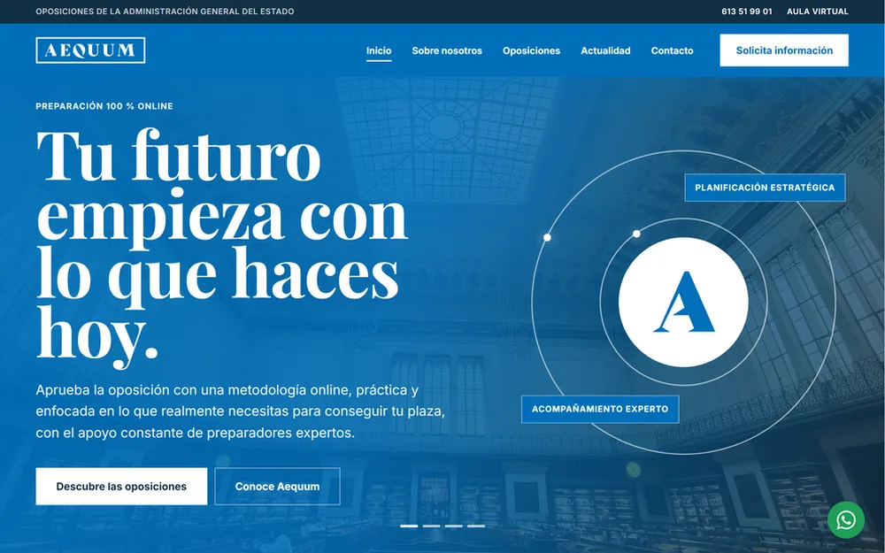 Diseño de página web para Aequum Oposiciones, academia online de oposiciones en Madrid