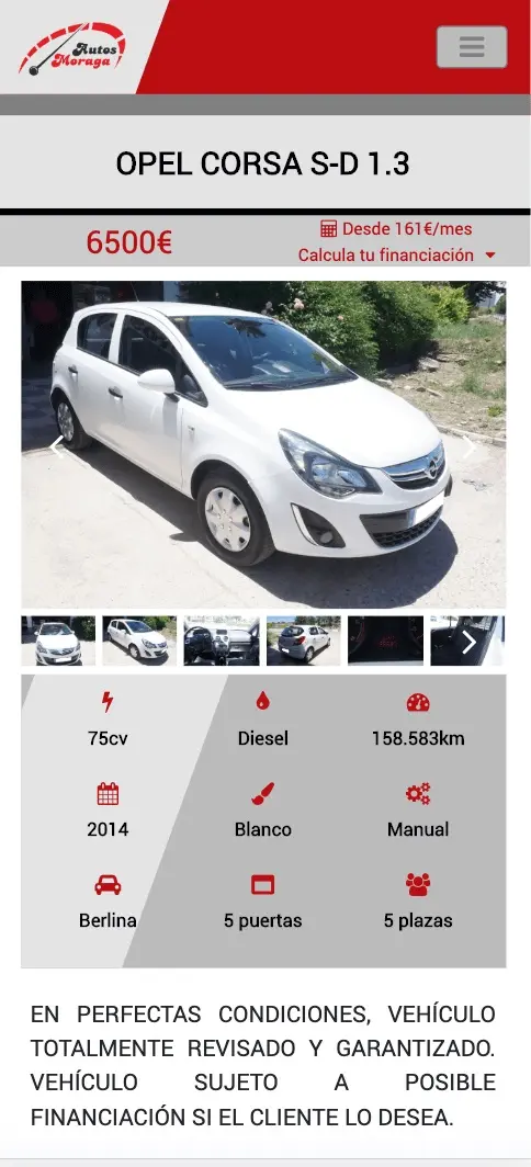 Página web de Autos Moraga, Jaén