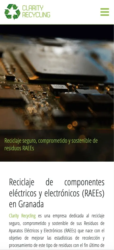 Página web de Clarity Recycling, Granada