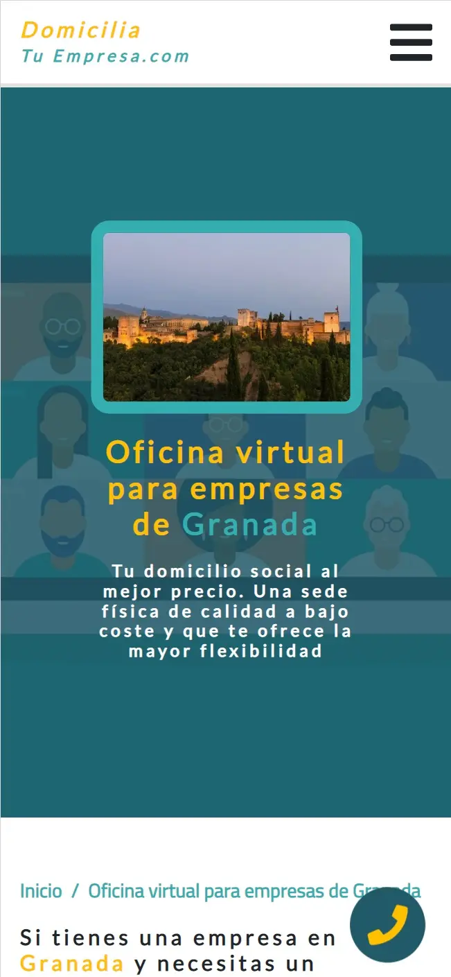 Página web de Domicilia Tu Empresa, Granada