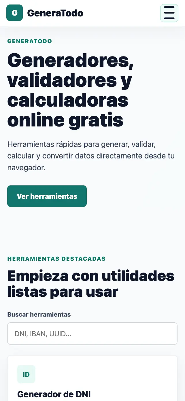 Desarrollo de GeneraTodo, plataforma de generadores, validadores y calculadoras online