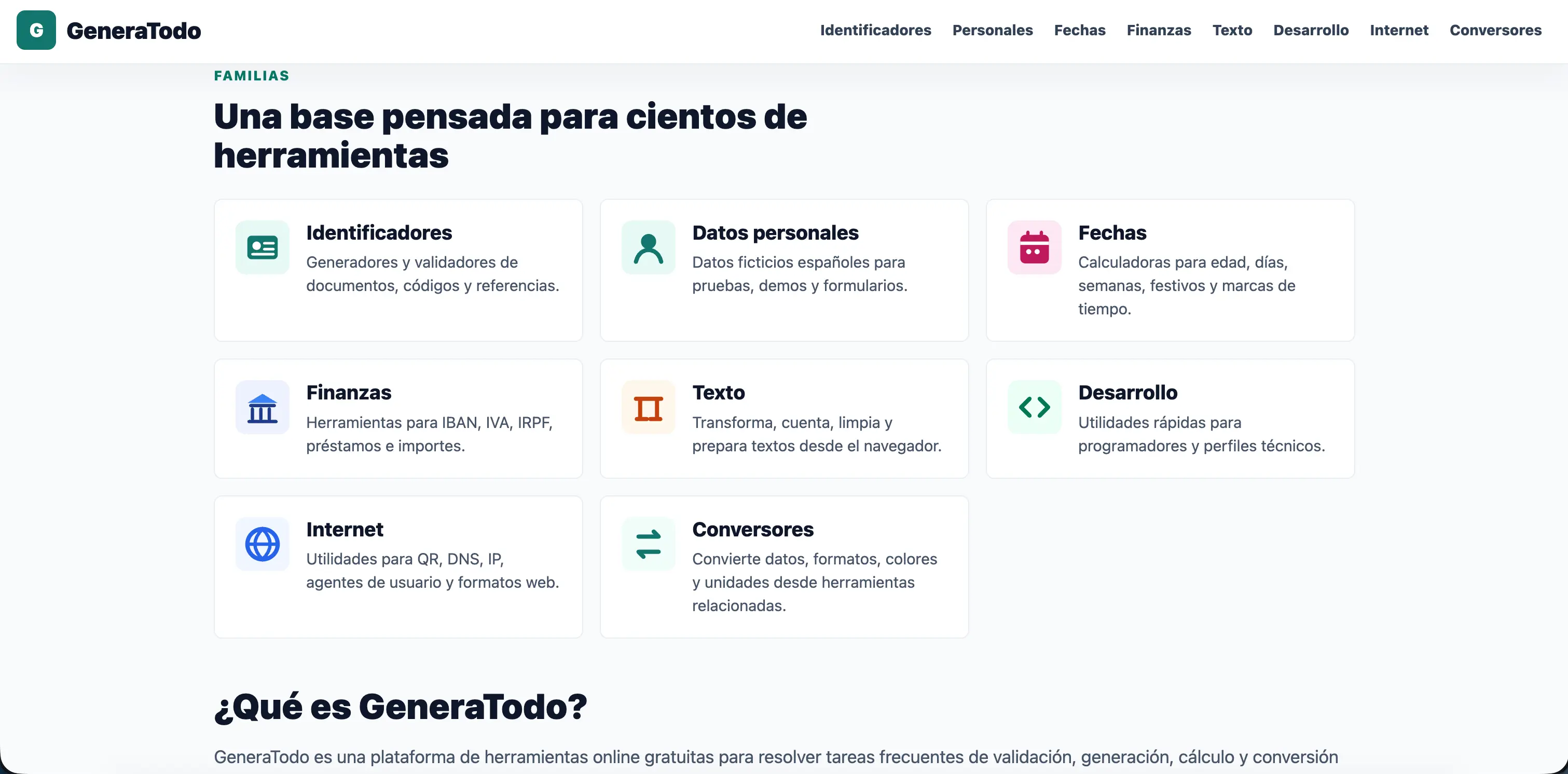 Desarrollo de GeneraTodo, plataforma de generadores, validadores y calculadoras online