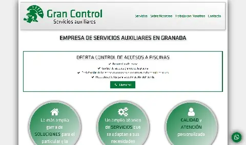 Diseño de página web para Gran Control, servicios auxiliares (limpieza, parking, vigilancia) en Granada