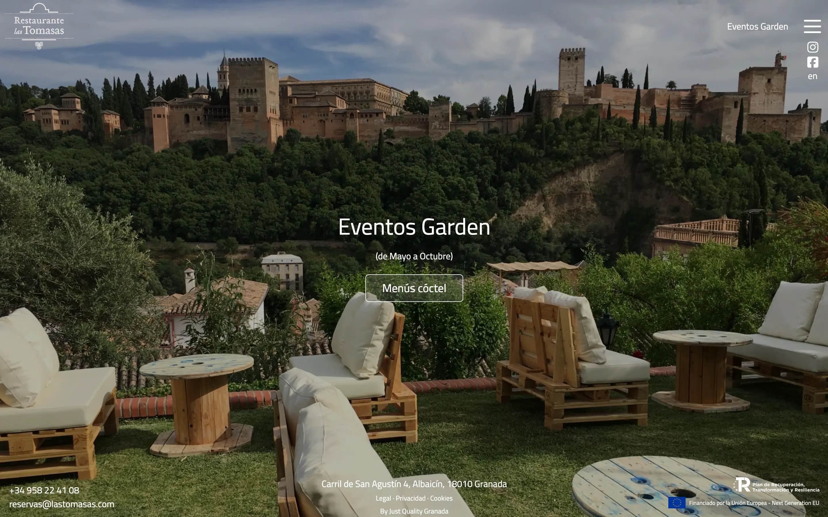 Diseño de página web para Carmen de Las Tomasas, restaurante en el Albaicín de Granada