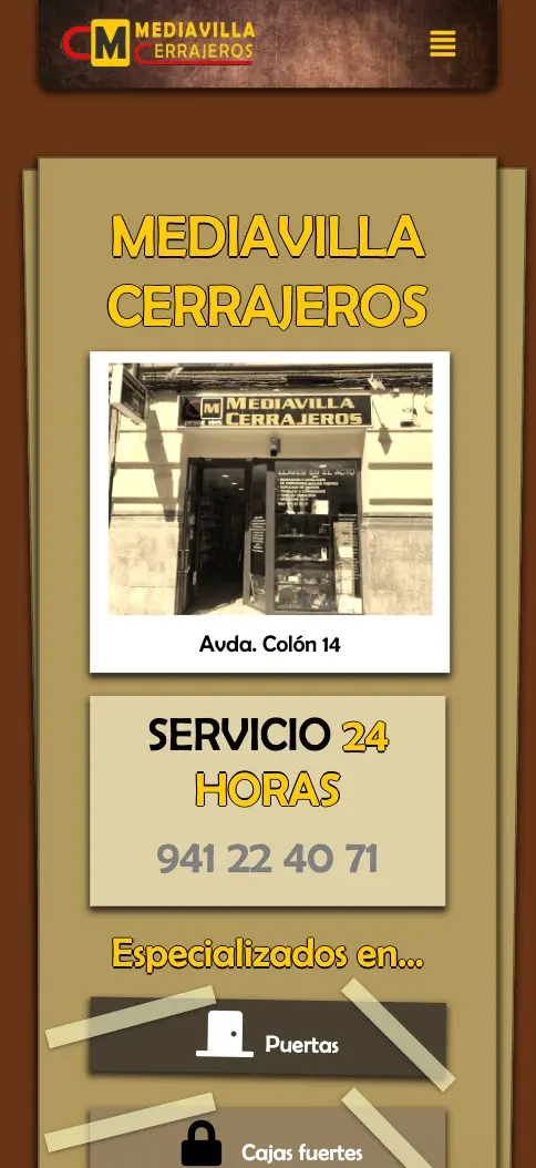 Página web de Mediavilla Cerrajeros, Logroño