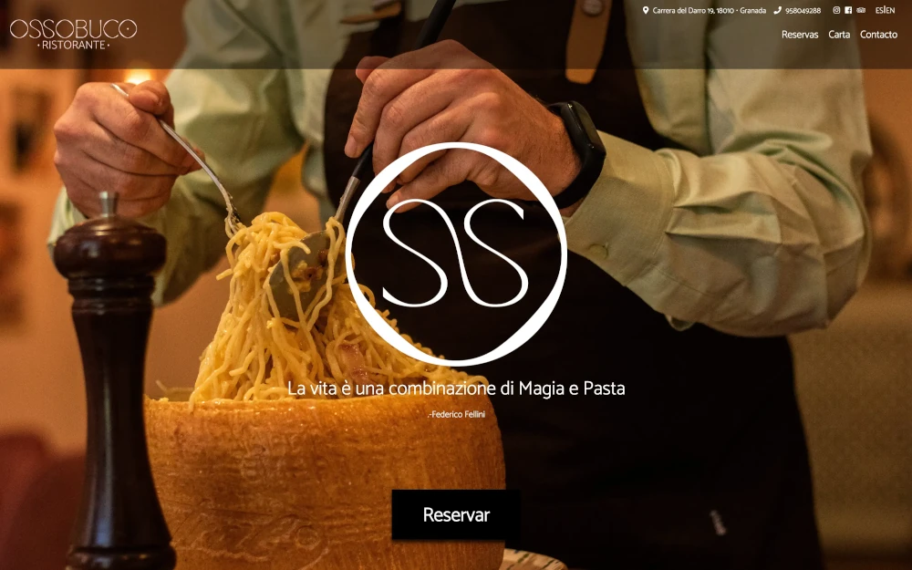 Diseño de página web para Ossobuco, restaurante italiano en el Paseo de los Tristes