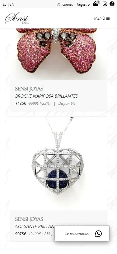Página web de Sensi Joyas, Granada