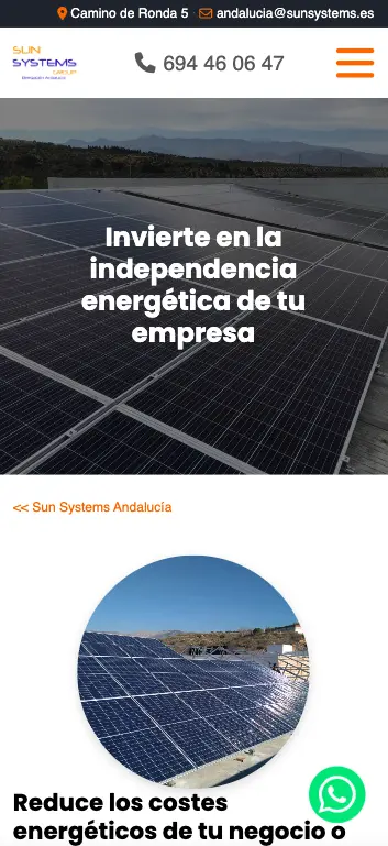 Página web de Sun Systems Andalucía, Granada