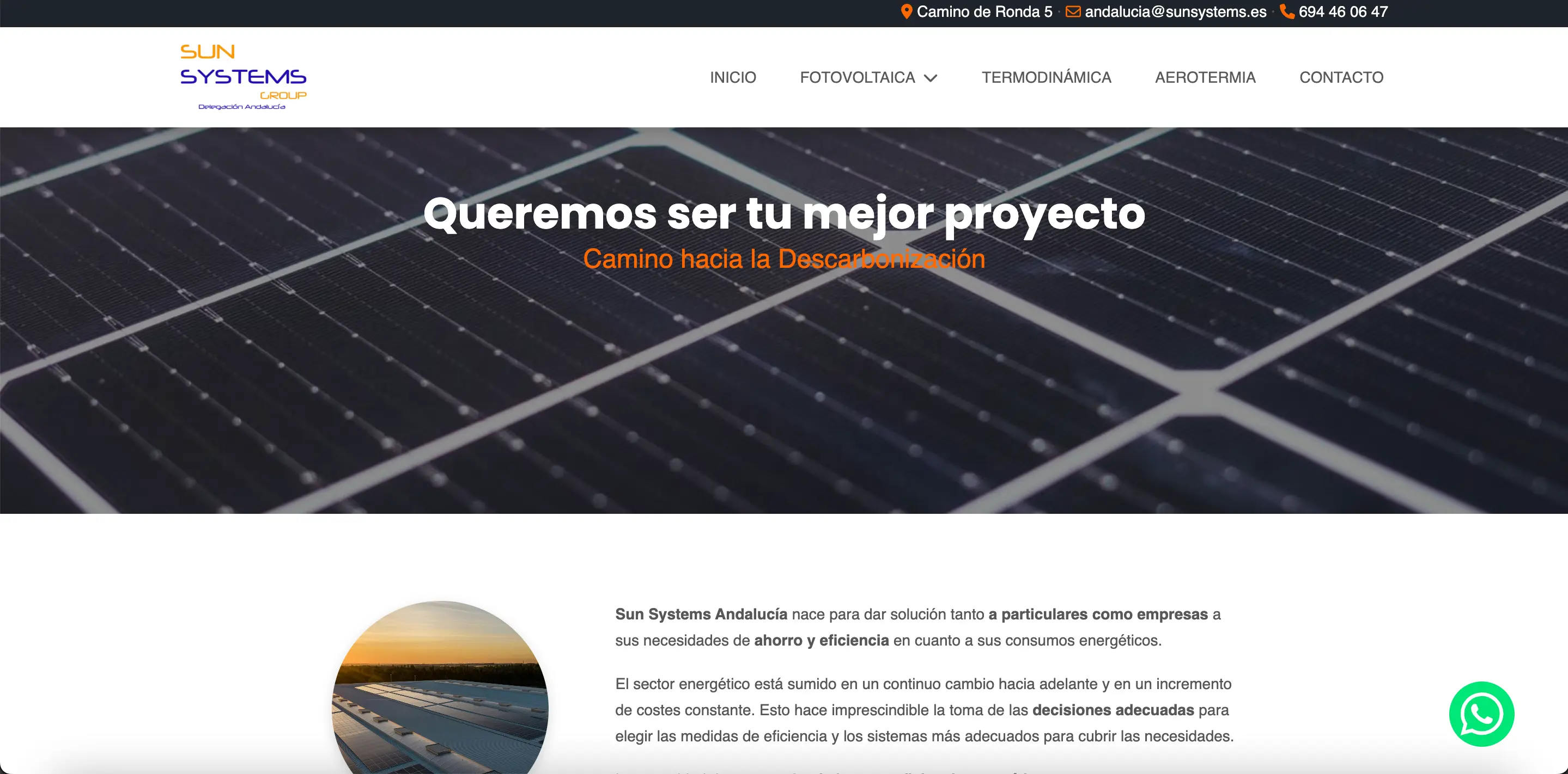 Diseño de página web para Sun Systems Andalucía, eficiencia energética en Granada
