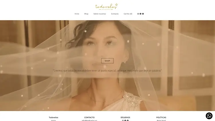 Diseño de tienda online para Todovelos, capas y velos de novia exclusivos en Granada